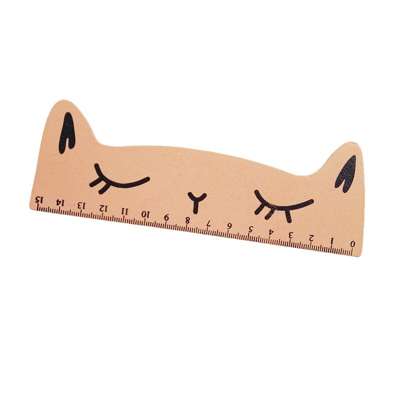 1ピース/ロットかわいい猫定規木製Cartoon15cmストレートルール子供文具のギフト卸売学校のギフト用品