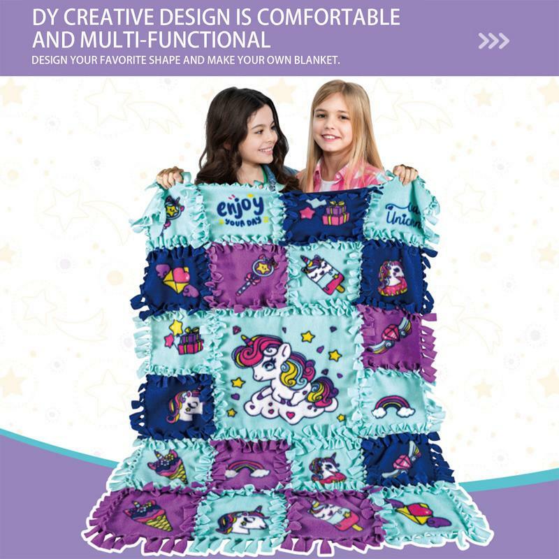 No Sew Fleece Throw Kit Blanket Making Kit Knotted Design Craft Kits For Girls Comfortable And Soft Fleece Blanket Kit Home