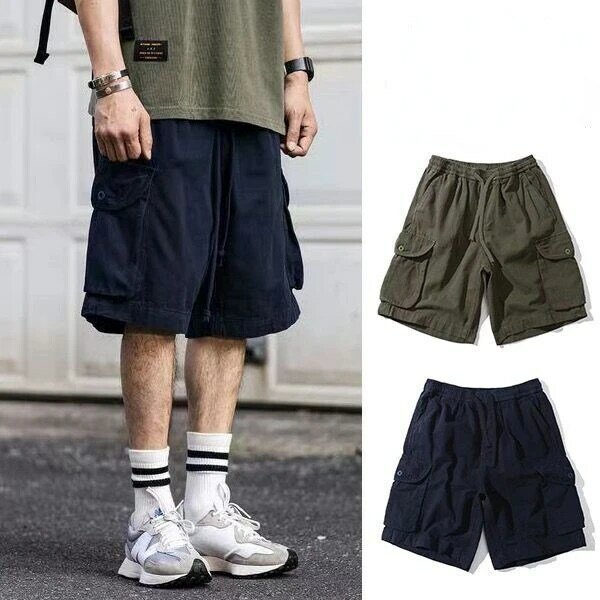 Fashionable Korean street overalls for men in spring and summer Y2K new multi pocket personalized retro casual sports shorts