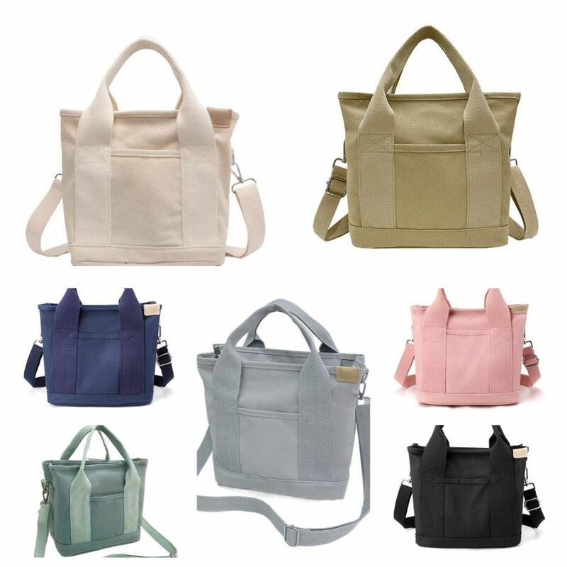 Bolso cruzado de estilo japonés con múltiples bolsillos, bolso de mano de gran capacidad, bolso de hombro de lona, bolso de compras para estudiantes, bolso escolar