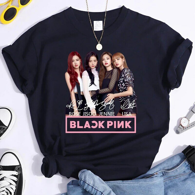 New Fashion K-POP Print T-Shirt Casual Short Sleeve Kpop Group Graphic Tee Shirt Unisex Loose Harajuku Y2k T Shirt Tops