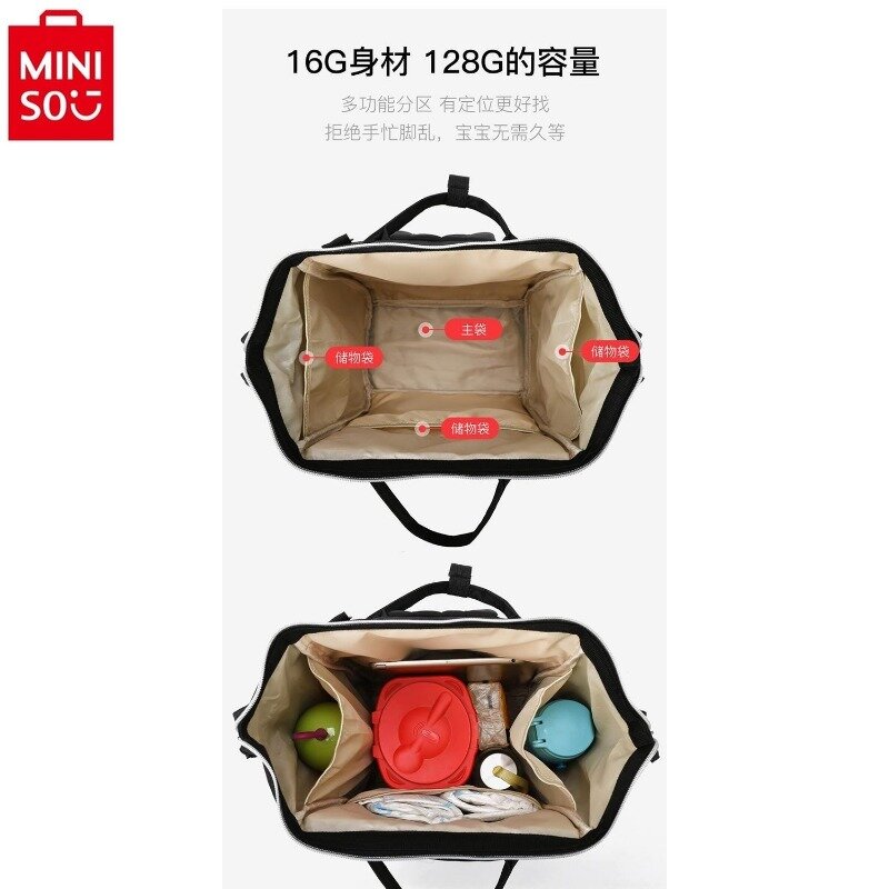 MINISO Disney Mother and Baby Mickey Cartoon Print Multi functional, Large Capacity Fashion Oxford Cloth Mommy Bag