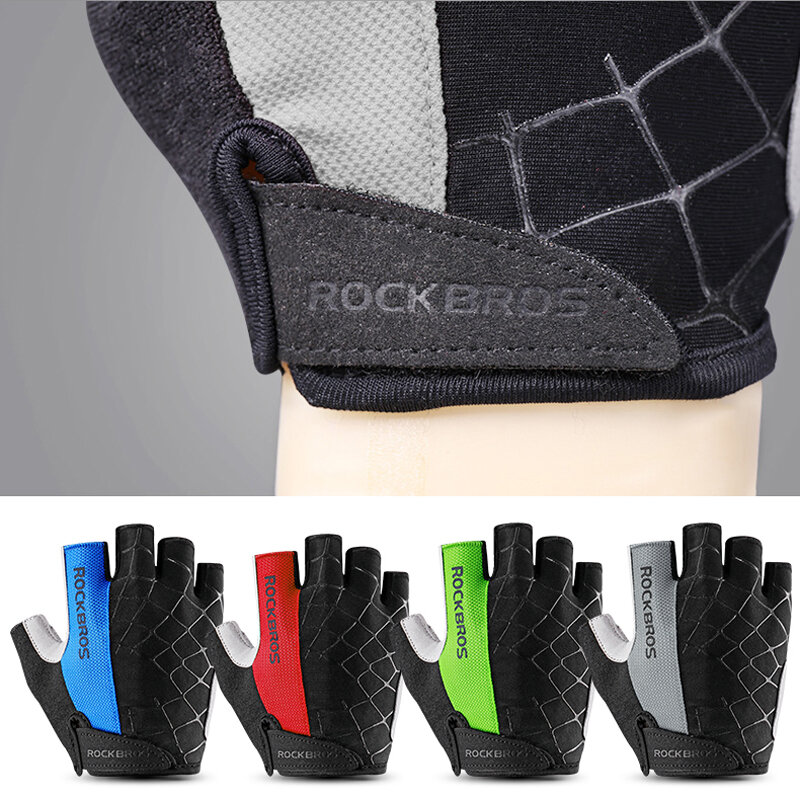 ROCKBROS Cycling Bike Gloves Half Finger Shockproof Breathable MTB Mountain Bicycle Sports Gloves Men Women Cycling Equipment