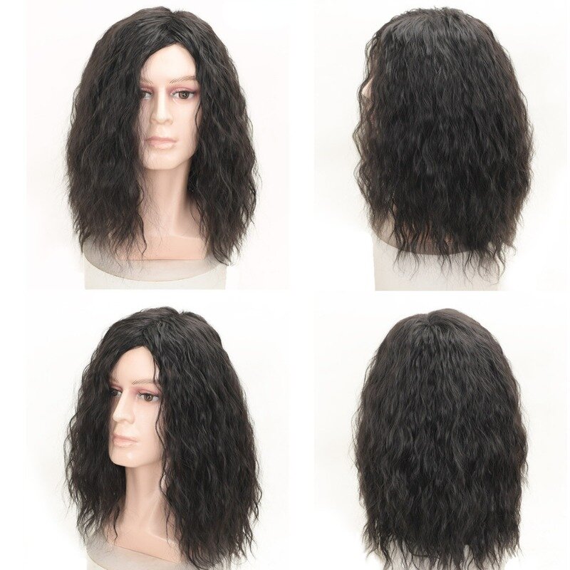 Men's Curly Synthetic Wig Cosplay Wig Men's Black Brown Synthetic Wig High Quality Fluffy