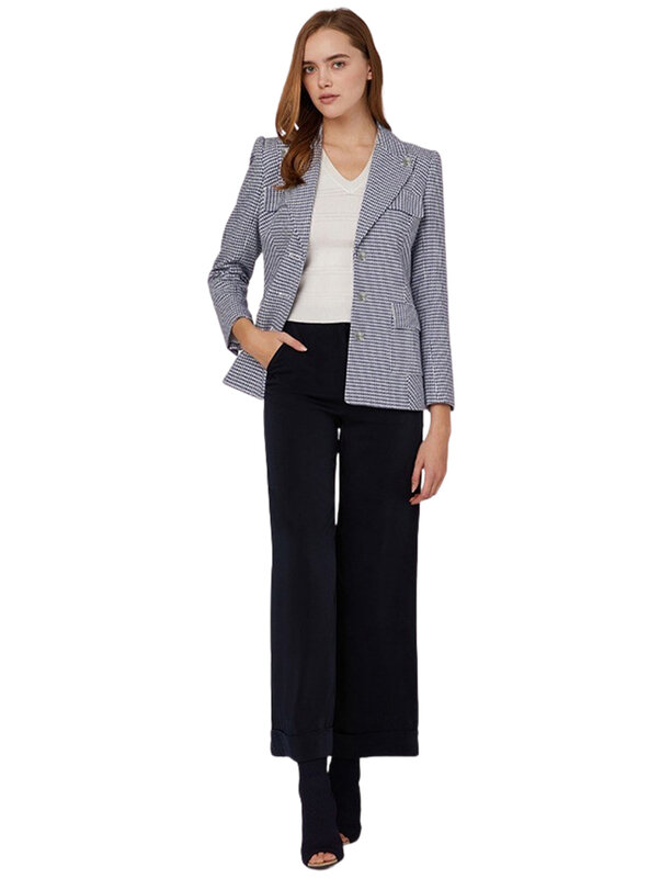 Women's Suit Houndstooth Jacket & Solid Pants Tuxedos Three Buttons Casual Leisure Daily Party