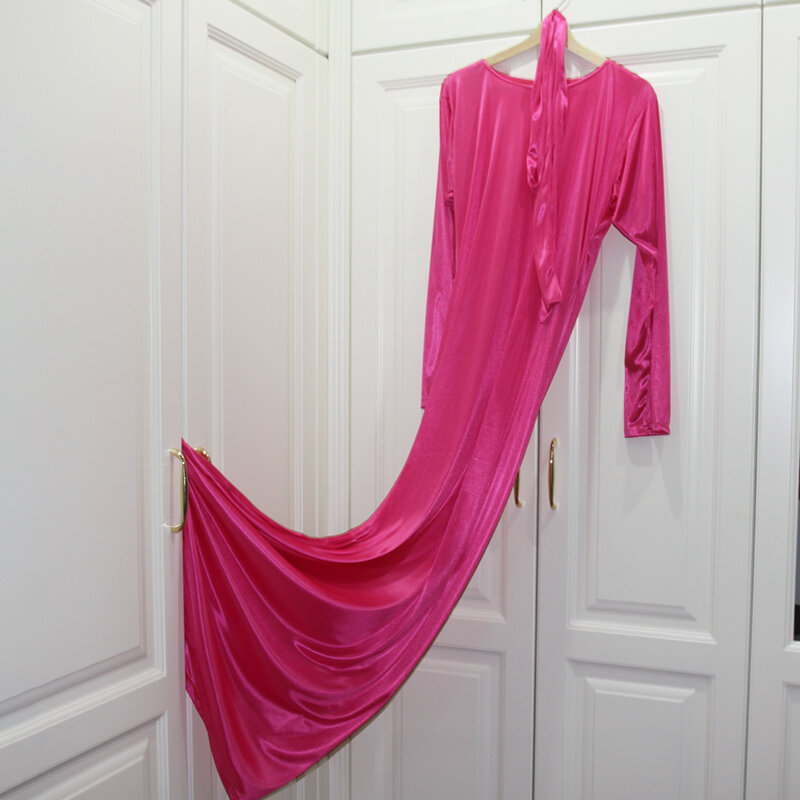 Błyszcząca damska sukienka z satynowy rękawem luźna koronka się sukienka Maxi Plus rozmiar szlafrok do spania