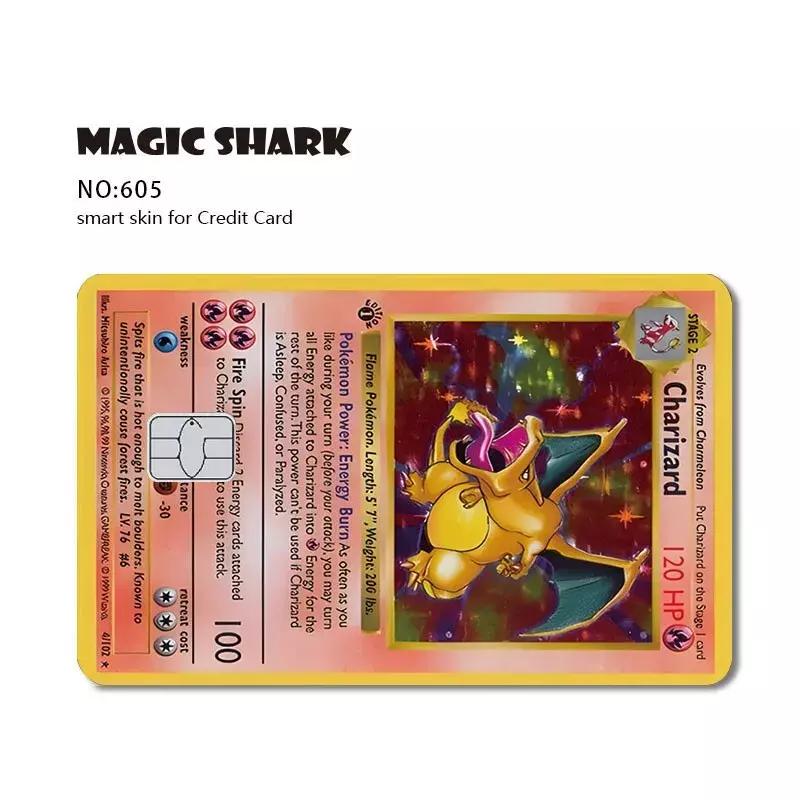Pretty Women Pokemon Charizard Rainbow Game Funny Anime Thin Credit Card Debit Bank Metro Card Film Sticker Skin Cover