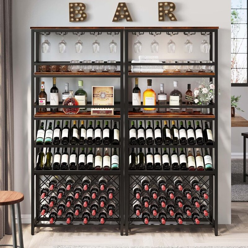 EUA DWVO-Alto Wine Bar Gabinete com RGB Luzes LED, Prateleira De Armazenamento, Armário Autoportante, 42 Garrafas