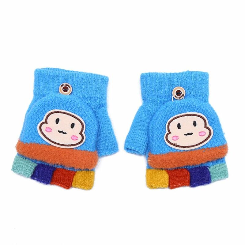 Перчатки с защитой от холода, дизайнерские трикотажные перчатки с открытыми пальцами из искусственной кожи, Детские Рождественские перчатки, плюшевые перчатки