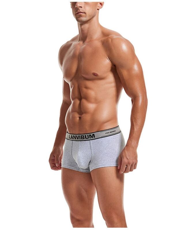 Celana dalam pria Boxer celana pendek katun pertengahan pinggang seksi pria Solid empat sudut celana pendek kepala kantong celana dalam celana rumah