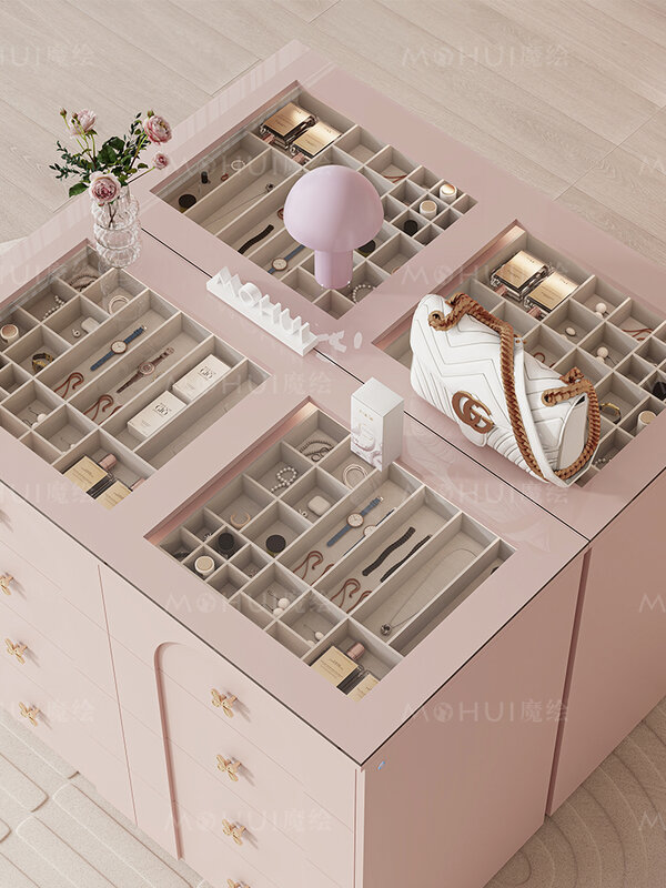Cloakroom jewelry cabinet integrated with eight buckets storage