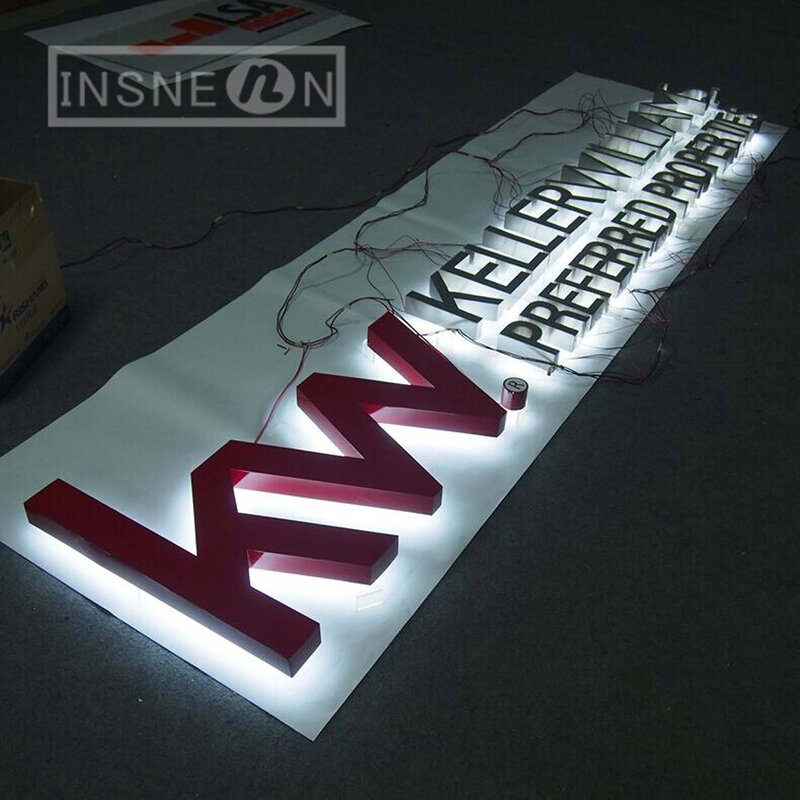 Letras luminosas personalizadas, lámina galvanizada acrílica 3D, tablero de publicidad exterior impermeable, letrero con logotipo LED