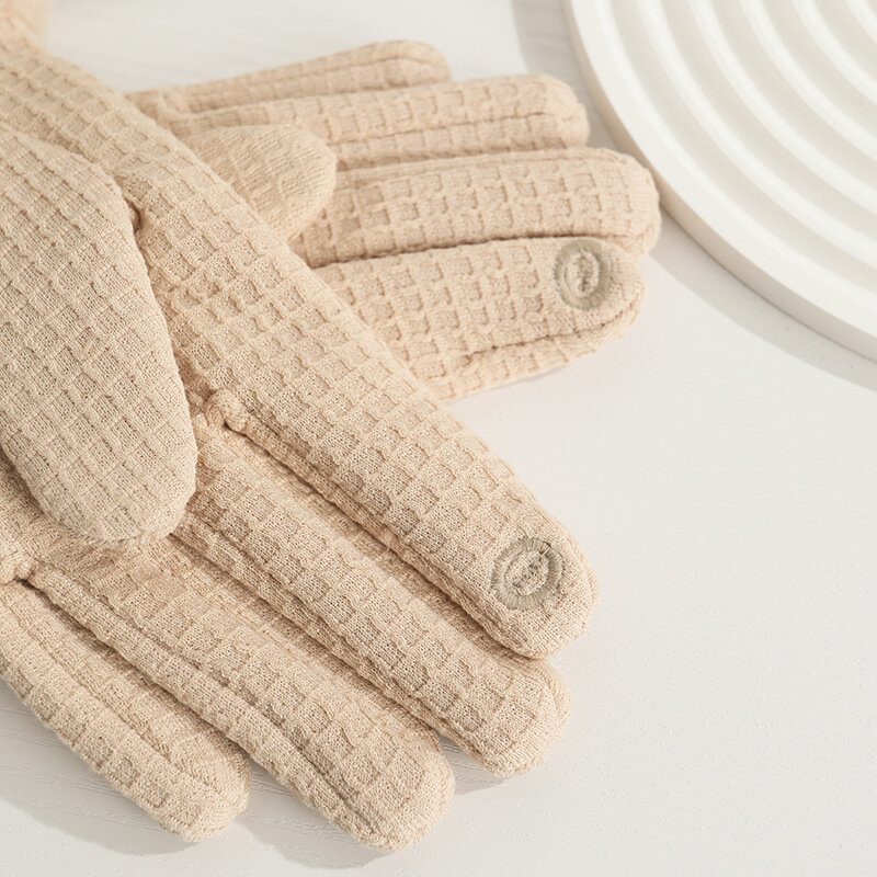 Le donne invernali mantengono caldo il Touch Screen addensato in pile reticolo peluche polso moda elegante temperamento morbido elasticità guanti