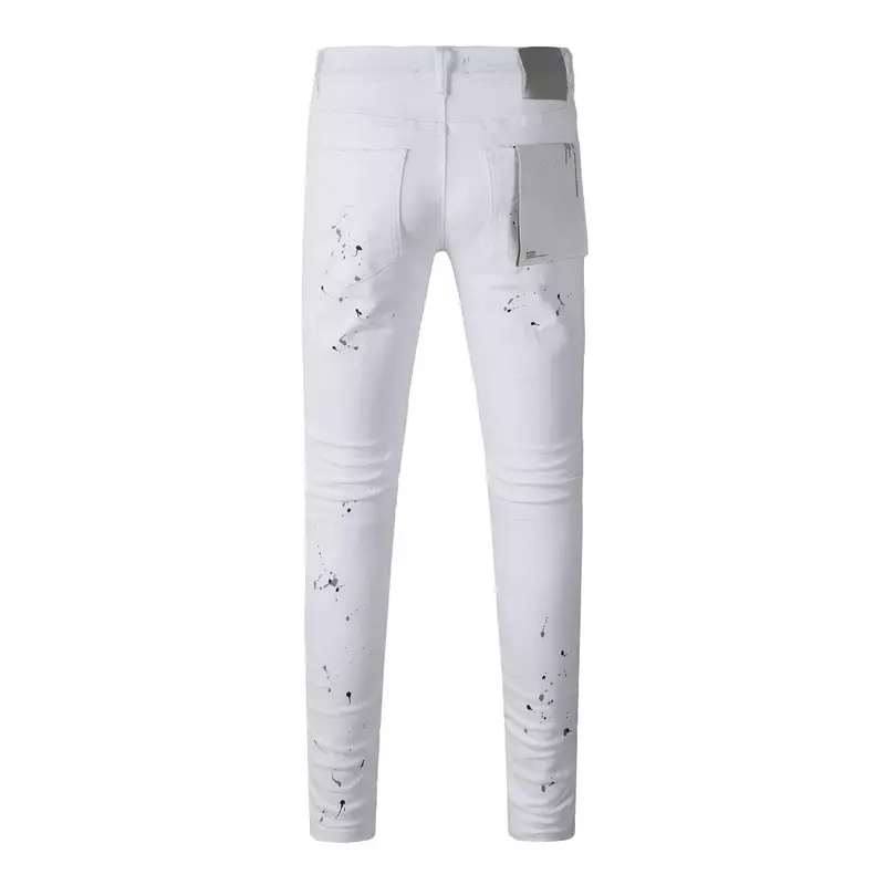Fioletowe dżinsy marki ROCA Modne, najwyższej jakości, z górną białą farbą, postarzana naprawa, obcisłe spodnie dżinsowe z niskim stanem