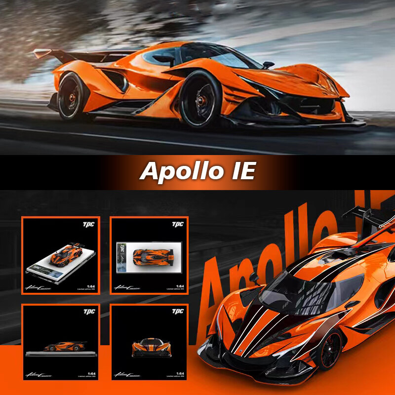 Apollo IE Orange Stripe Diecast modelo, coleção TPC, carro em miniatura brinquedos, 1:64