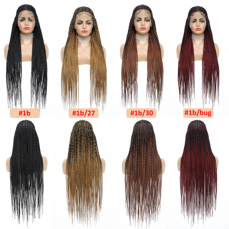 Cornrow Braided Lace Wig Synthetic Lace Frontal Wigs for Woman With Pre-Plucked Baby Hair Knotless Box Braided Wig African Hair