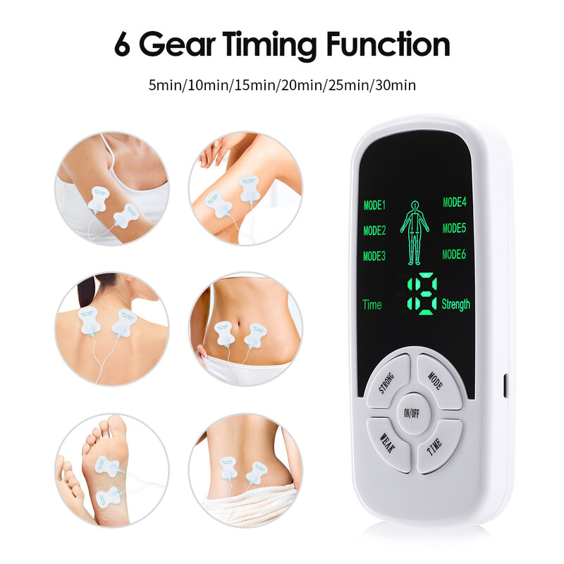 Mini massageador elétrico da coluna cervical estimulador muscular Dispositivo de massagem corporal meridiano para alívio da dor Eletrovariador 6 modos