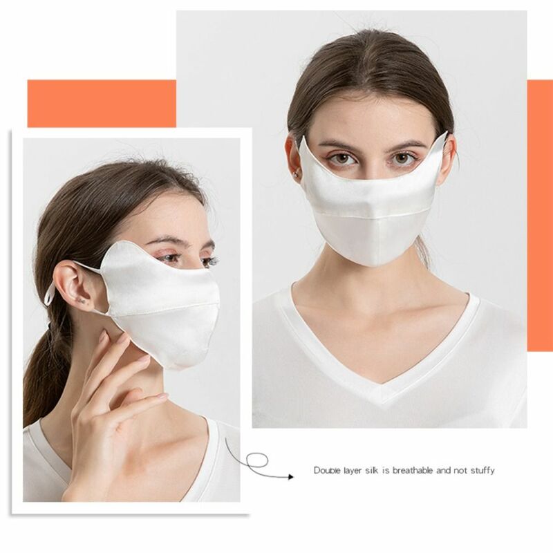 Máscara de seda con protección solar para mujer, Anti-UV mascarilla facial, protección ocular completa, transpirable, a prueba de polvo, protector solar