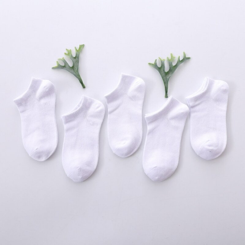 5 Pairs Children Low Cut Socks Boys Girls White Ankle Socks Soft Newborn Baby Comfortable Boat Sock Kids School Sport Clothes