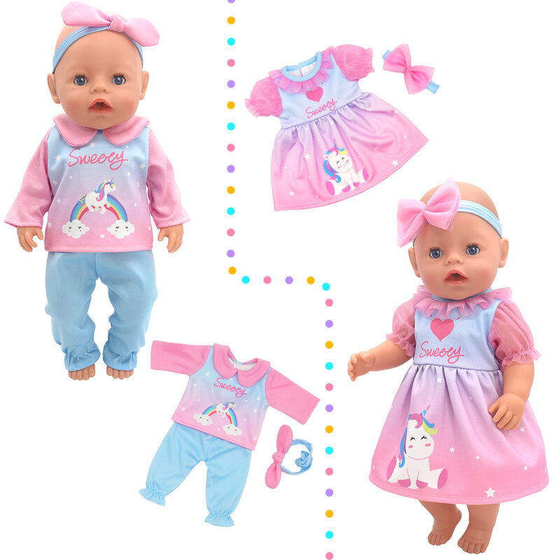 2023 New Dolls Outfit For 17 inch 43cm Baby Doll Cute Jumpers Rompers Doll Clothes