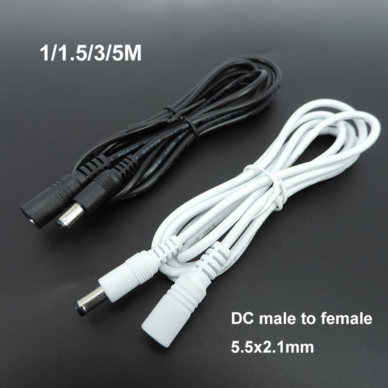Fuente de alimentación DC de 1/1, 5/5m, conector macho a hembra, adaptador de Cable de extensión, 20AWG, 22AWG, 5,5x2,1mm