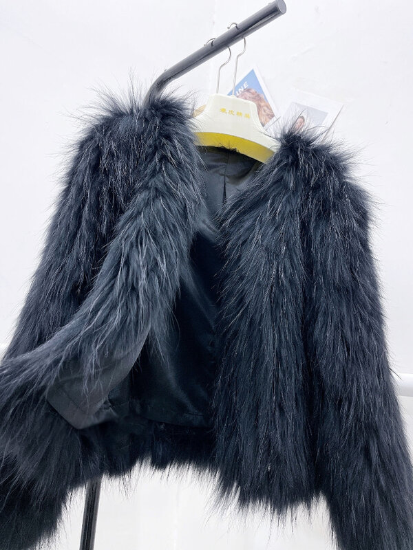 Cappotto in pelle da donna tinta unita corto a doppia faccia in tessuto girocollo Cardigan giacca sciolto moda Casual dimagrante inverno 1 pz