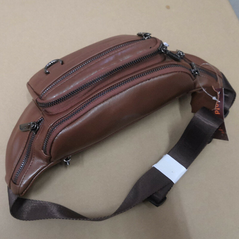 Vintage Cowhide Men's Waist Bag Genuine Leather Chest Bag Large Capacity Fanny Pack Fashion Male Shoulder Crossbody Bag
