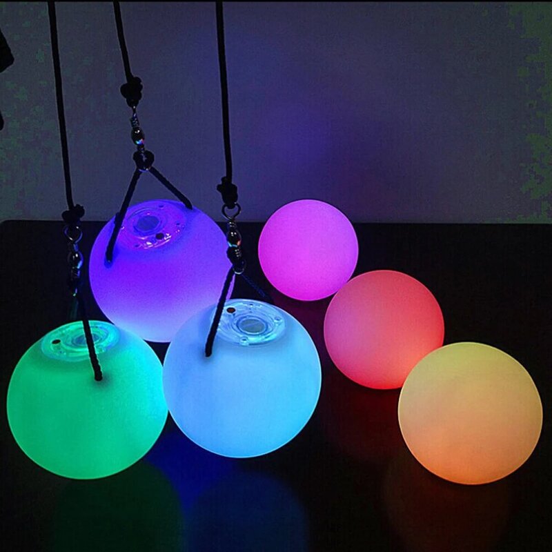 ลูกบอลสำหรับระบำหน้าท้องลูกบอลโพอิแอลอีดีเรืองแสง RGB สำหรับระบำหน้าท้องอุปกรณ์ประกอบฉากบนเวที1ชิ้นนำ POI