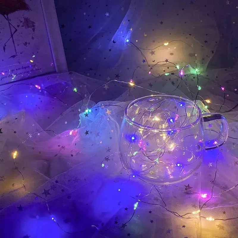 أضواء سلسلة الأسلاك النحاسية LED ، أضواء خرافية ، في الهواء الطلق ، عيد الميلاد ، حفل زفاف ، ديكور المنزل ، USB ، 1 متر ، 2 متر ، 3 متر ، 5 متر