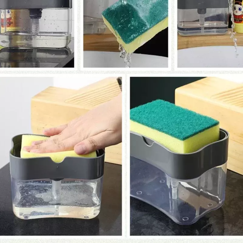 Botol Dispenser sabun otomatis, untuk sabun cair dapur, spons dapur, Dispenser sabun Manual