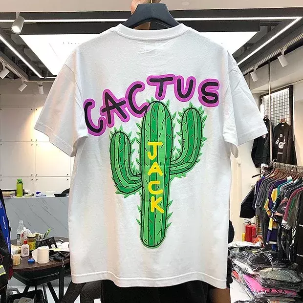 100% bawełniana koszulka z nadrukiem damska odzież Streetwear grafika lato bluzka typu Oversized Cactus Jack Hip Hop Travis T-Shirt