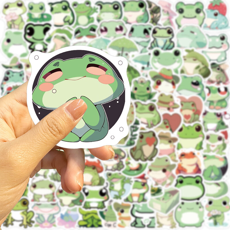 Cute Little Frog PVC Adesivo para Crianças, Papelaria Estética, Material Escolar, Decoração DIY, Scrapbooking Coreano, 10 Pcs, 30 Pcs, 100Pcs