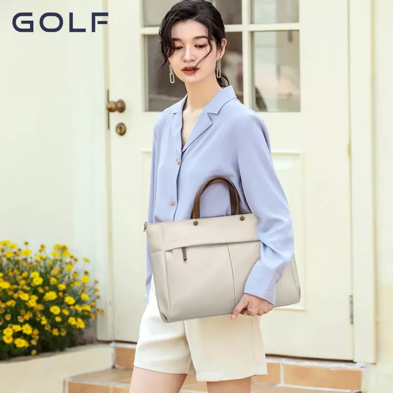 Golf Aktentasche Taschen für Frauen Aprikose Dokument Handtasche 14 Zoll Business Laptop Einkaufstasche College Taschen Damen Handtaschen Trend