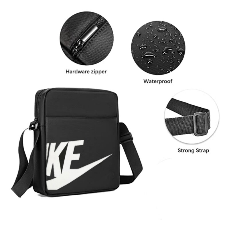 Men's Messenger Bag Small Nylon Crossbody Shoulder Bag Waterproof Casual Black Purse for Work School Travel