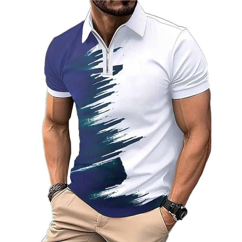 Mode T-Shirt männlich Kurzarm 3D-Druck atmungsaktiven Business-Kragen täglich langlebigen Muskel haut freundlichen Sommer