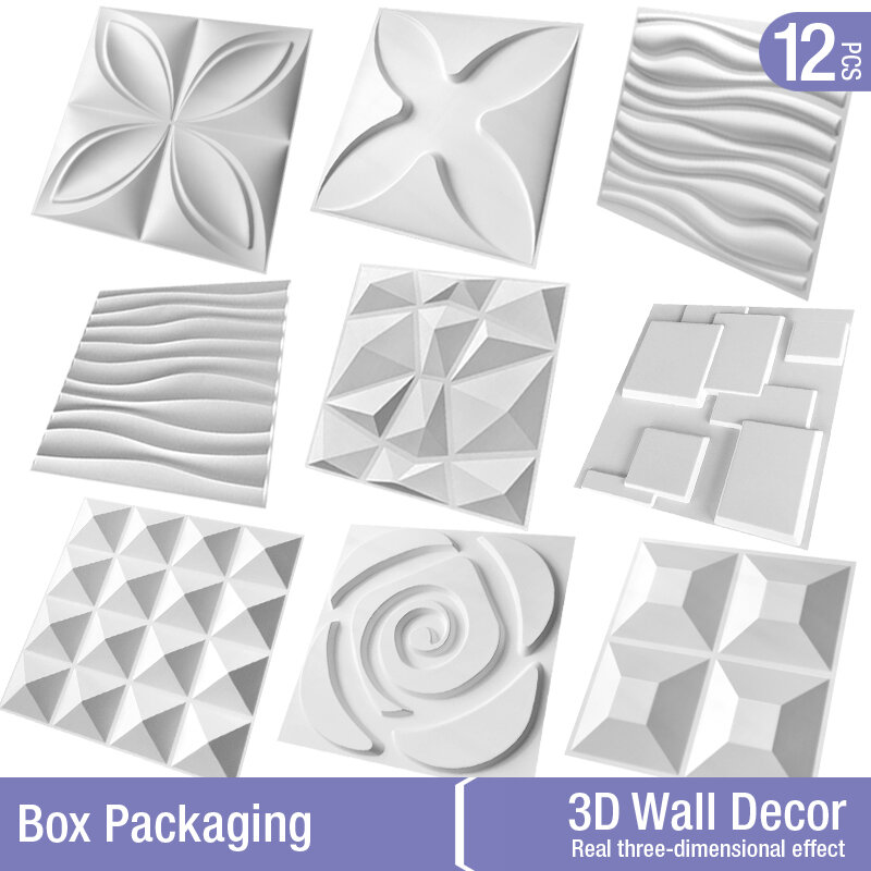 12pcs 30cm 3D three-dimensional wall sticker decorative living room wallpaper mural waterproof 3D wall sticker bathroom kitchen