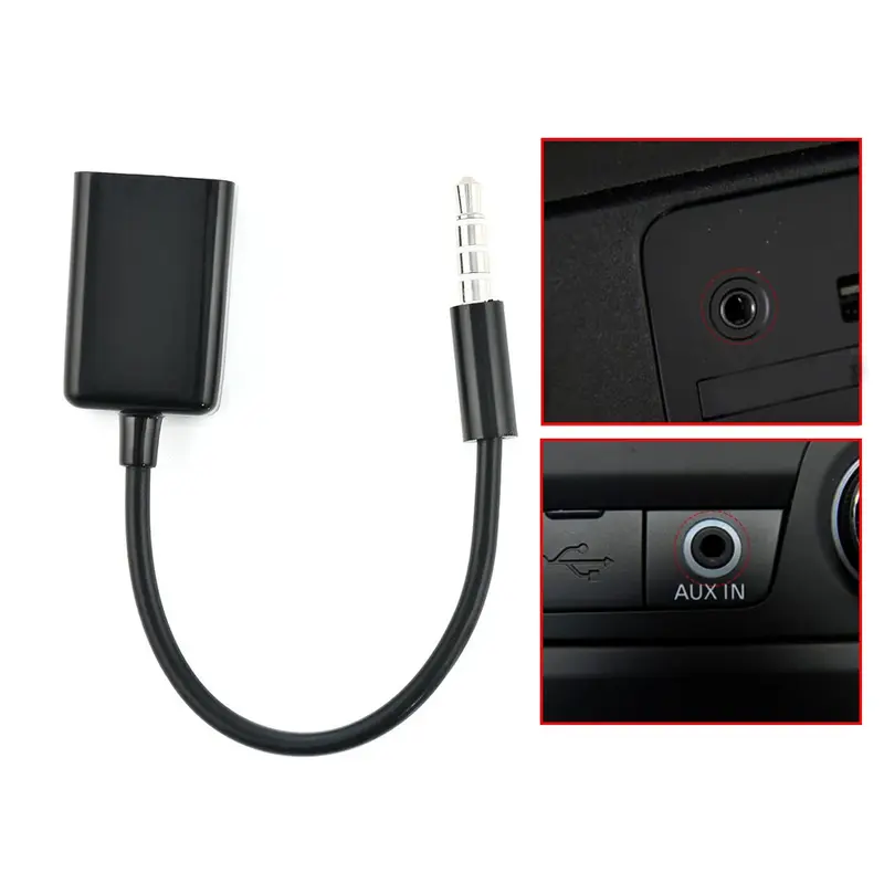 3.5มม.ชาย AUX เสียบแจ็คเสียงเพื่อ USB 2.0สายแปลงเพศหญิงสายเคเบิลสำหรับรถ MP3รถอุปกรณ์เสริมสีดำความยาว15ซม.
