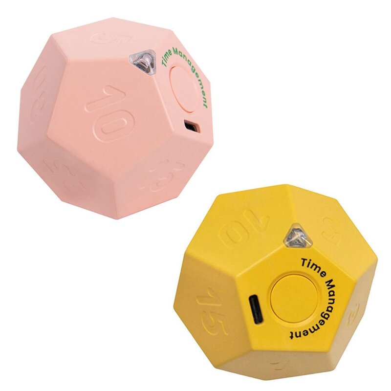 Mini Timer Rotate Dodecagon Rechargeable Timer Sound Vibrate Light Alarm Flip Timer Countdown For Timemanager