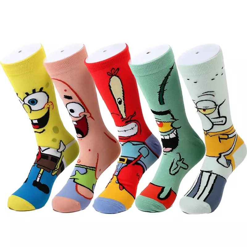 Kawaii Sponge-bob Socks Patrick Star Squidward Tentacles Cartoon Socks Pure Cotton Male Trend Tube Socks Direct selling