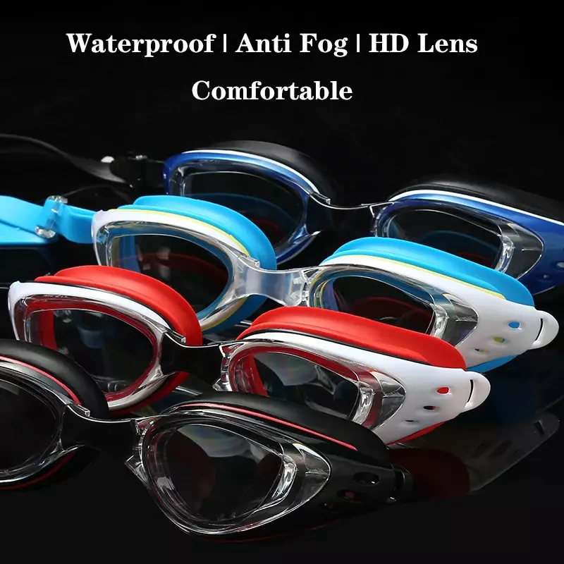 نظارات سباحة احترافية مقاومة للماء مع سدادات ، نظارات للحماية من الضباب للأشعة الفوق البنفسجية ، نظارات لمسبح السباحة ، رياضات مائية ، للبالغين