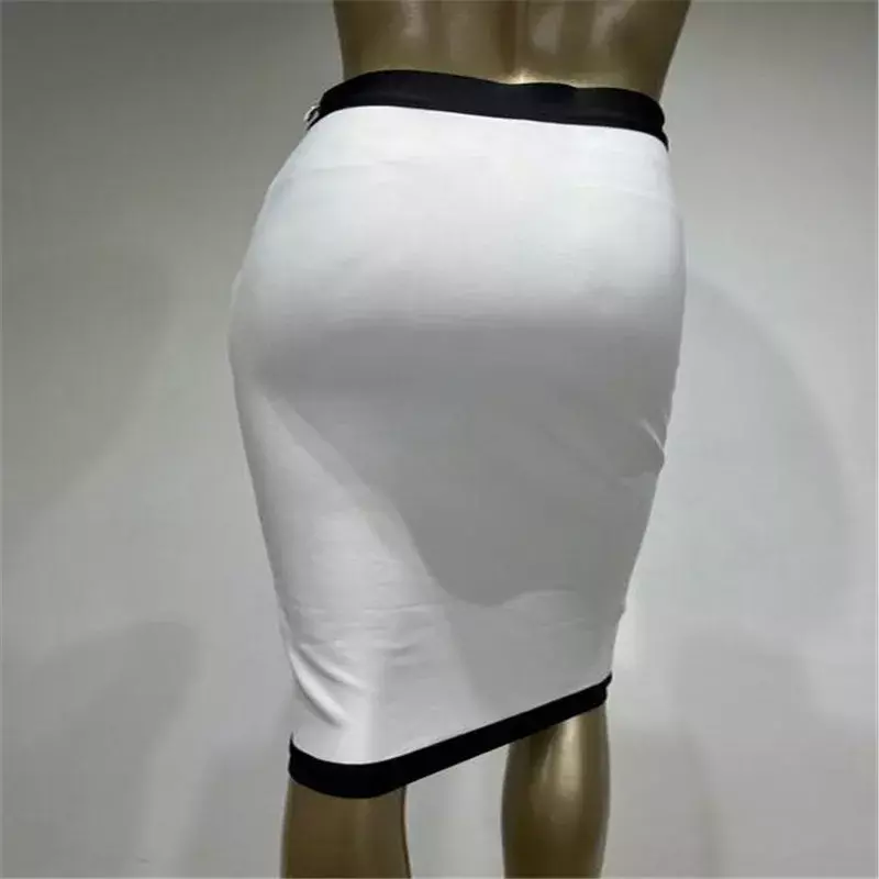 ボタン付きタイト包帯スカート,60cm,ハイウエスト,パーティークラブ用,白と黒,新しいデザイナーコレクション2023