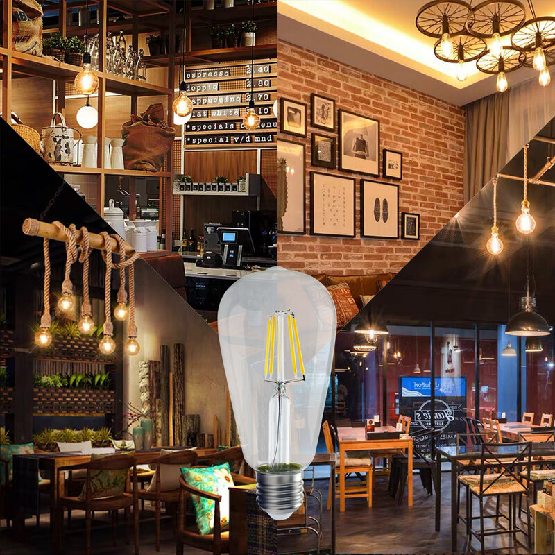 Ampoule LED rétro à filament Edison St64, lampe en verre vintage, éclairage pour salon, 220V, 8W, 4000k, 1-10 pièces