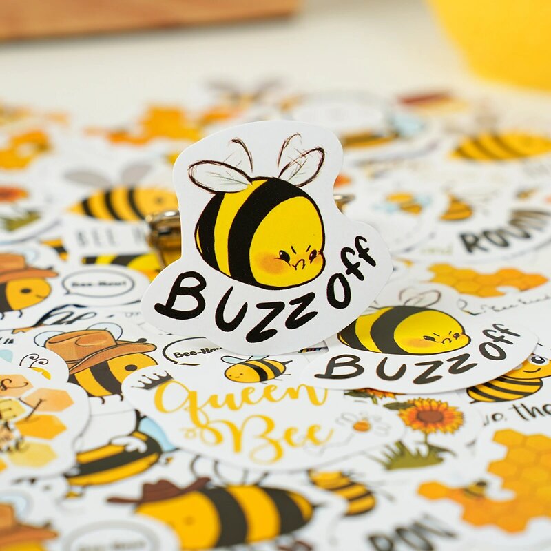 Juego de pegatinas de abeja pequeña, autoadhesivas de dibujos animados, decoración para álbum, diario, sello de regalo, 46 piezas, A7624