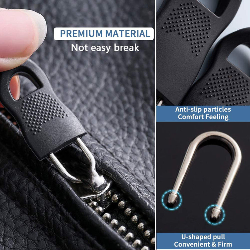 5/10Pc Replacement Zipper Slider Pull Puller End Fit Rope Tag Clothing Zip Fixer Broken Buckle Zip Cord Tab for Luggage Backpack