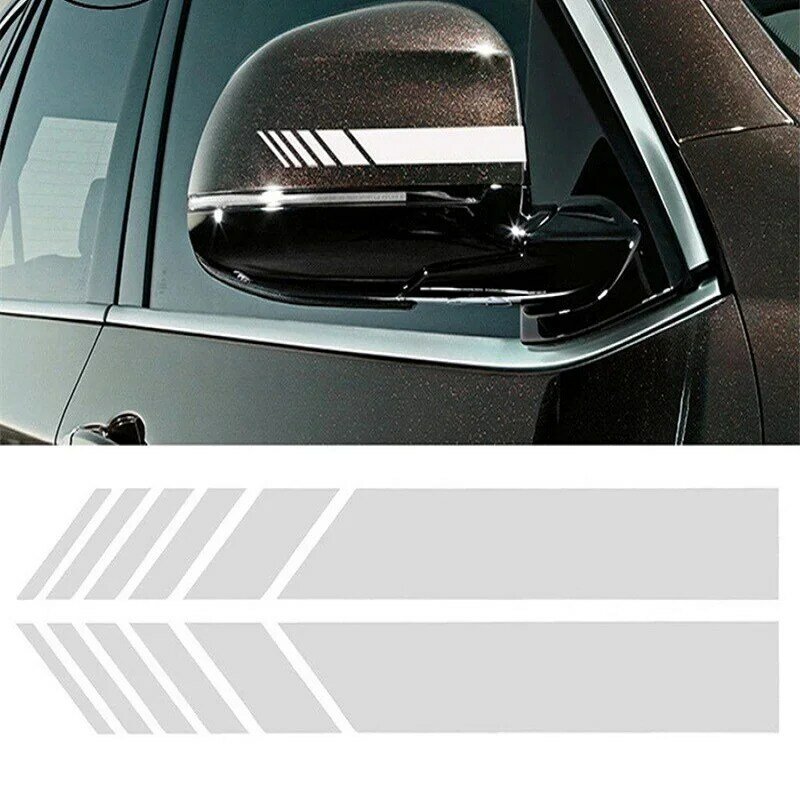 Car Stickers 2pcs Car Racing Stripe Stickers Rearview Mirror Vinyl Decals Decoration Car Styling Waterproof Sticker.15CM