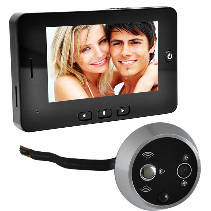 4.3 "LCD TFT โทรศัพท์ประตูวิดีโอ Intercom Smart Peephole Viewer โทรศัพท์การมองเห็นได้ในเวลากลางคืน HD 1.3MP ภาพ Doorbell กล้องความปลอดภัยในบ้าน