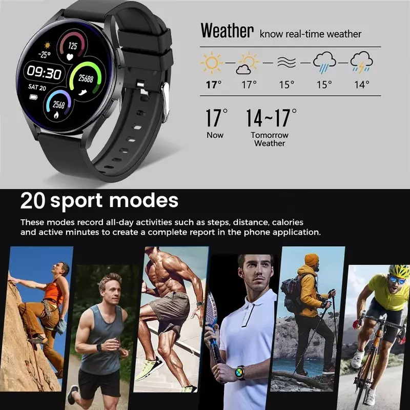 男性と女性のためのコネクテッドスポーツウォッチ,スマートウォッチ,血中酸素および血圧モニター,Bluetooth通話,Android, iOS,新規