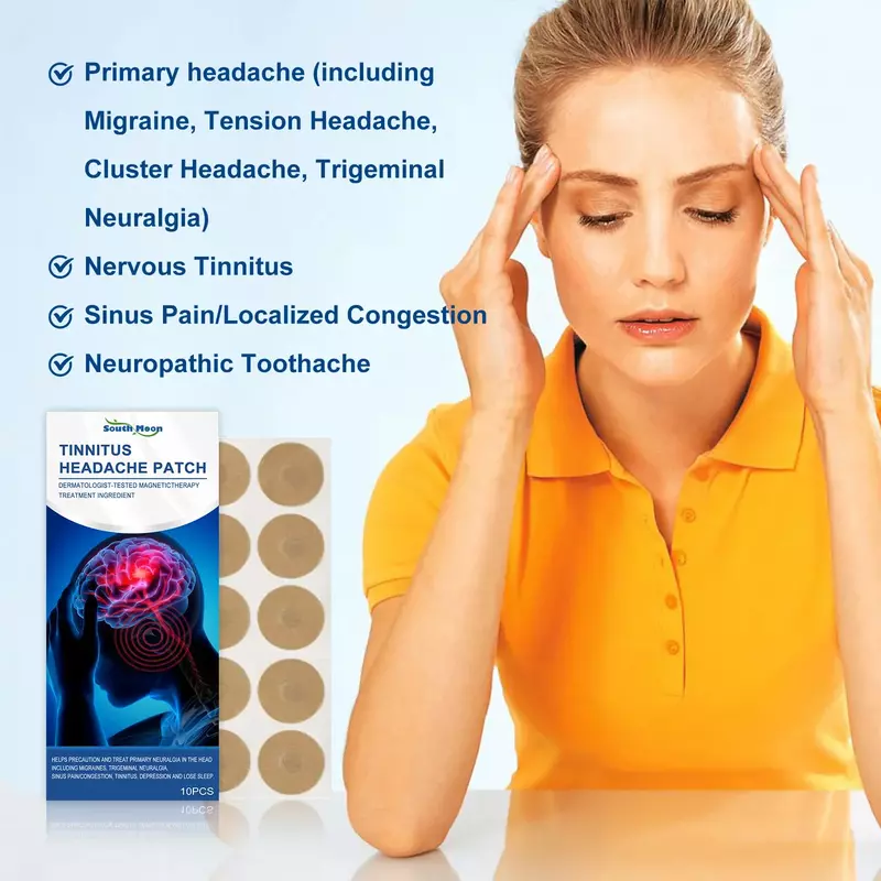 แผ่นแปะปวดหัวหูอื้อประสาทบรรเทาความรู้สึกไม่สบายในหัวหูอื้อและกดจุดดูแลหูอุปกรณ์ดูแลสุขภาพ Relief ความเครียด