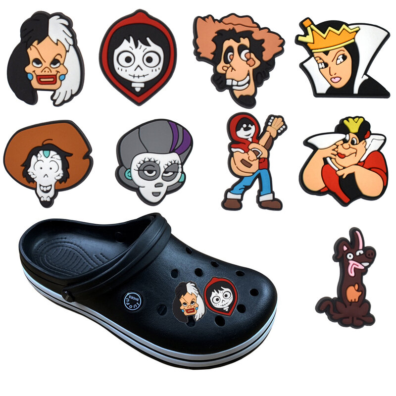 1-9pcs Cartoon Coco Shoe Charms PVC Accessories DIY Clog Sandal Gaeden Shoe Decoration Buckle For Kids X-mas Gifts