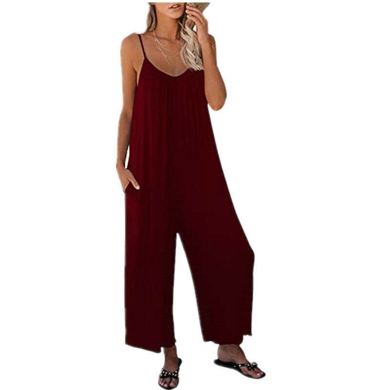 Women's Jumpsuit Pants 2023 Summer New Fashion Solid Color Casual Suspenders Loose Jumpsuit Female